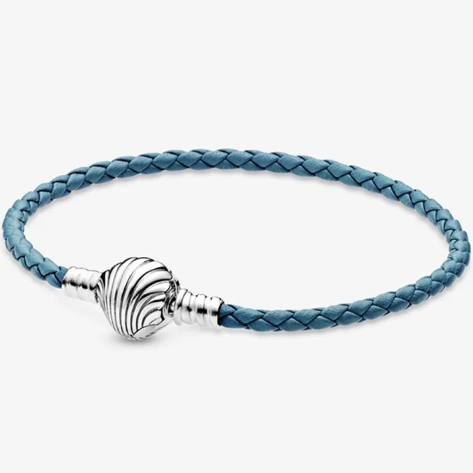598951c01 Pandora kagylókapcsos türkiz bőr karkötő - Pandi4You.hu