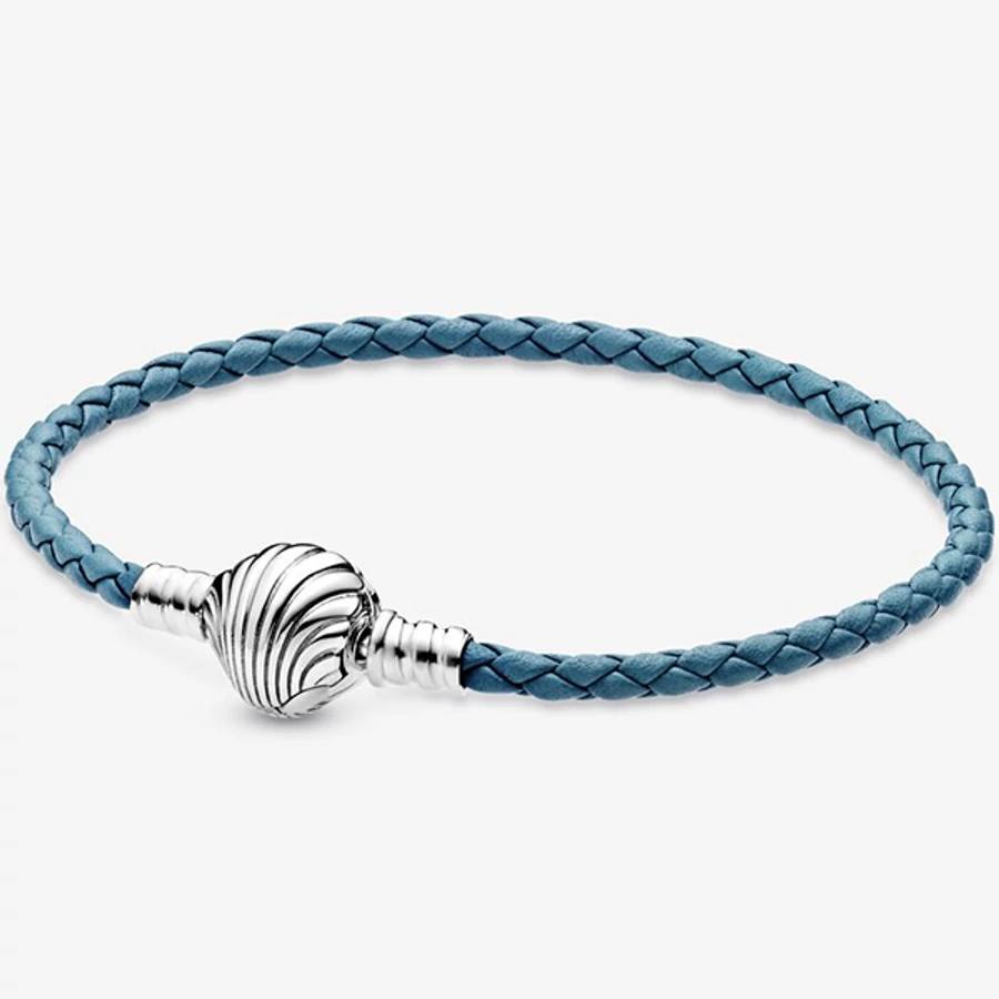 598951c01 Pandora kagylókapcsos türkiz bőr karkötő - Pandi4You.hu